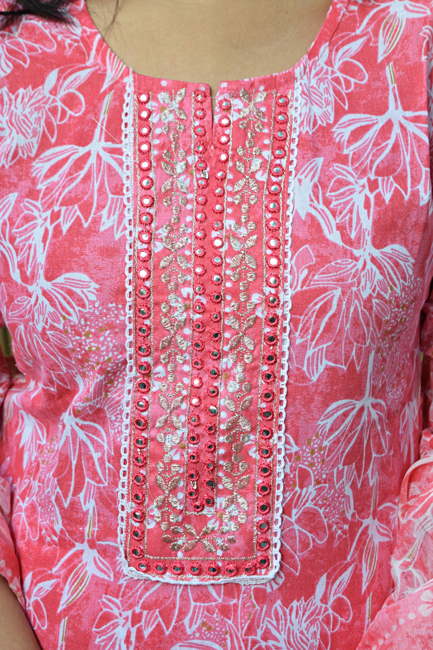 Gul Pink Block Print Suit Set