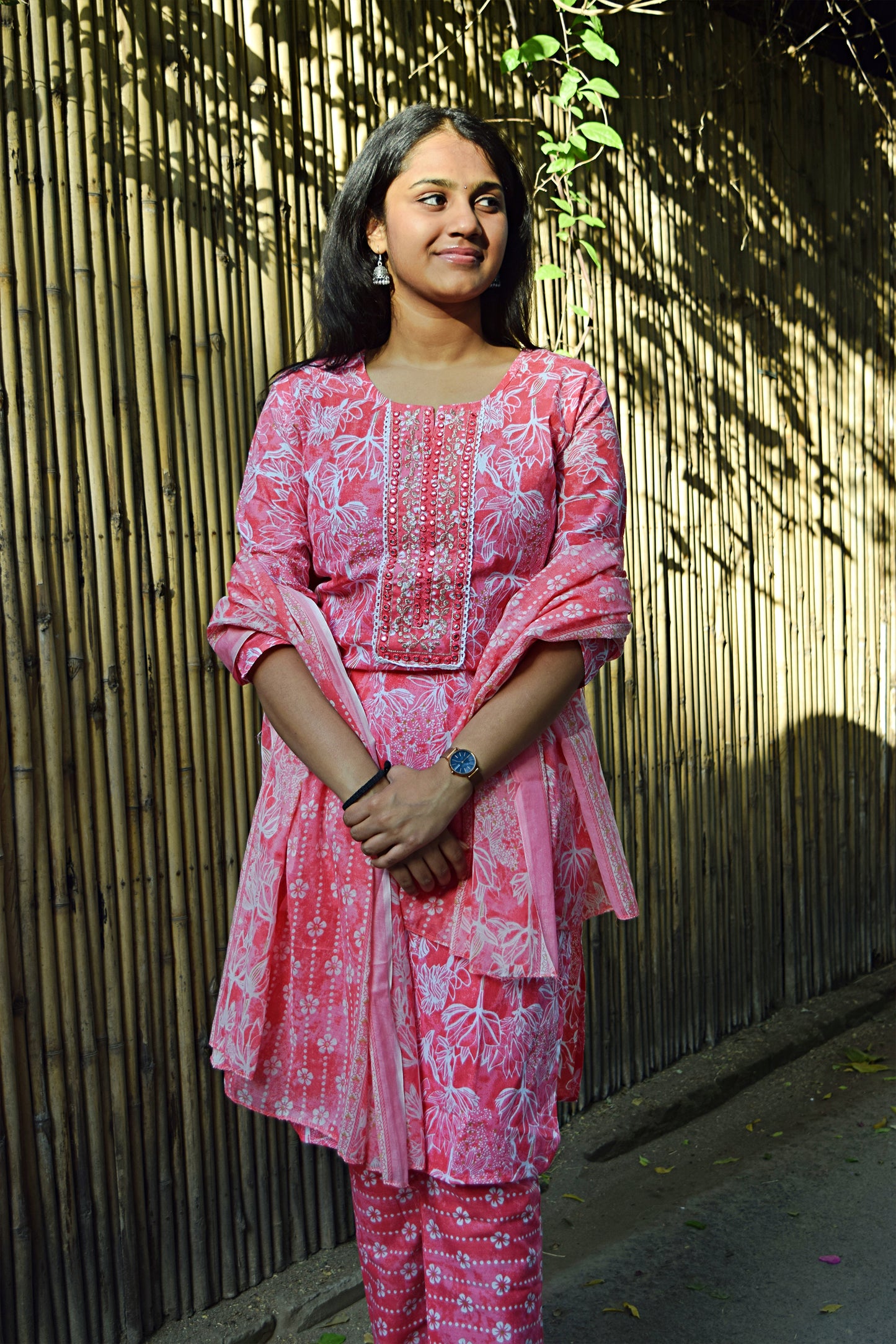 Gul Pink Block Print Suit Set