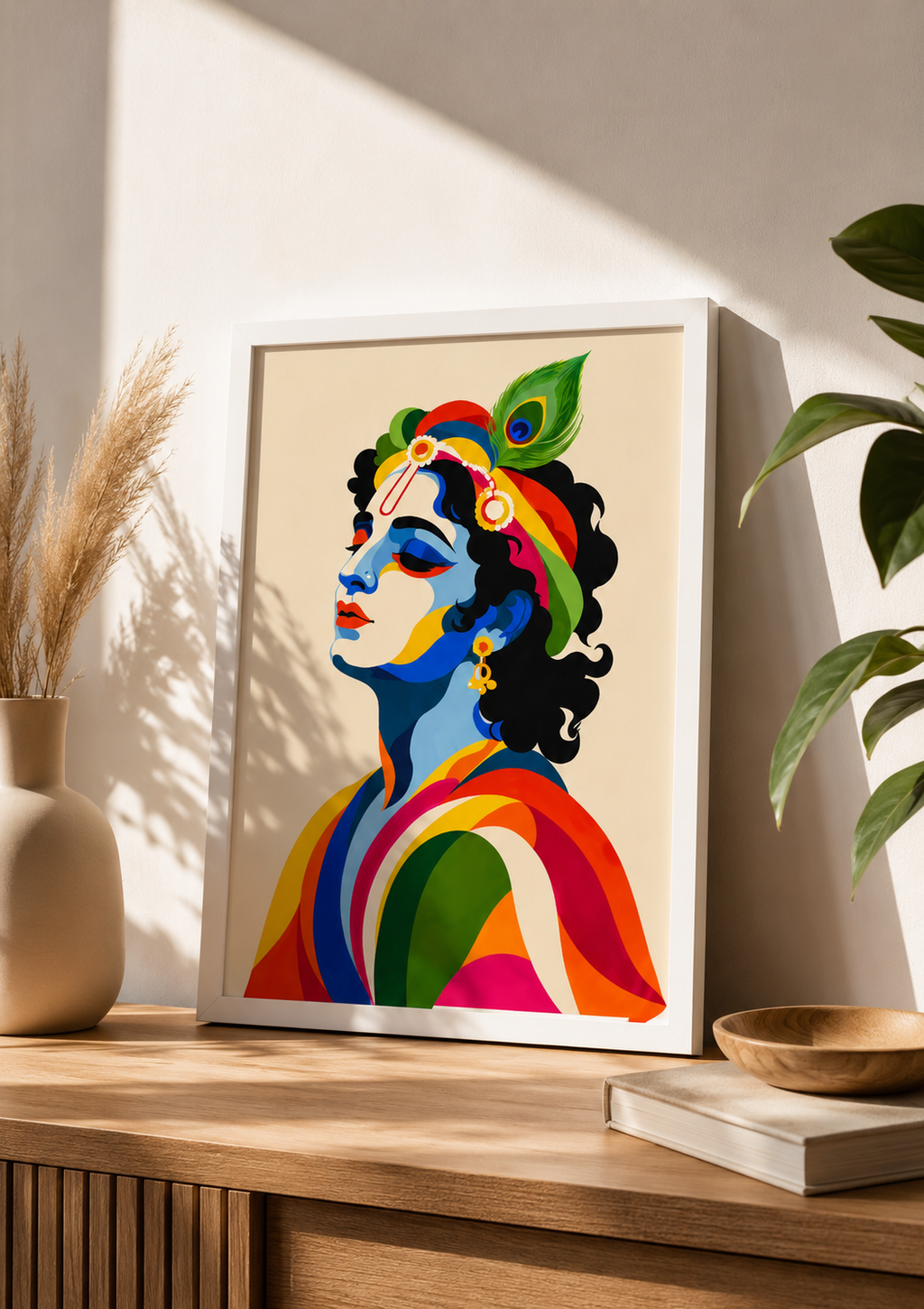 Vibrant Krishna Framed Poster